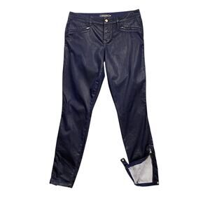 Level 99 Jeans Womens 29 Violet Denim Coated Ankle Zipper Snap Skinny Stretch